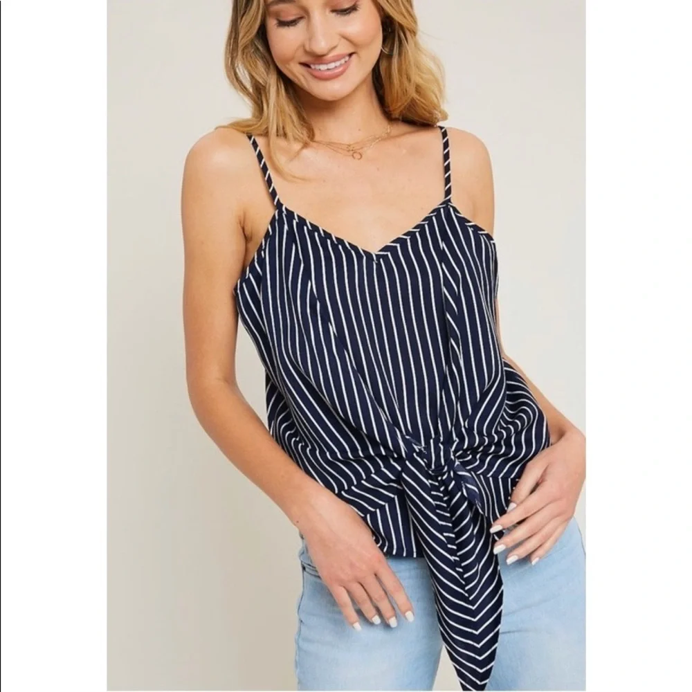 NEW! Navy Blue Striped Cami💙 - Picture 1 of 7